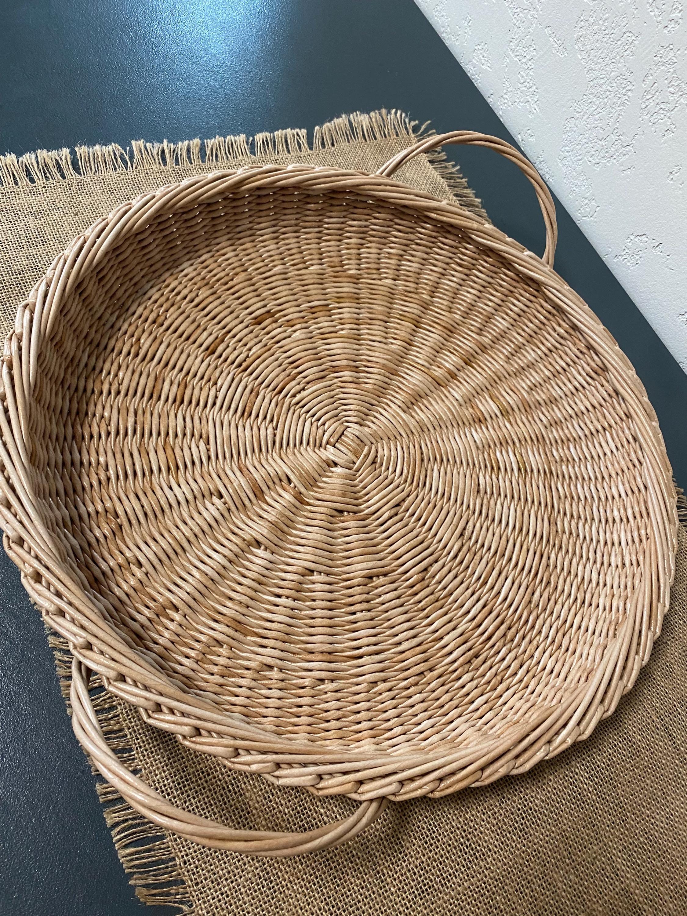 African large wicker wall basket Hanging straw wall plates Woven round bowl tray Gift Easter home decor