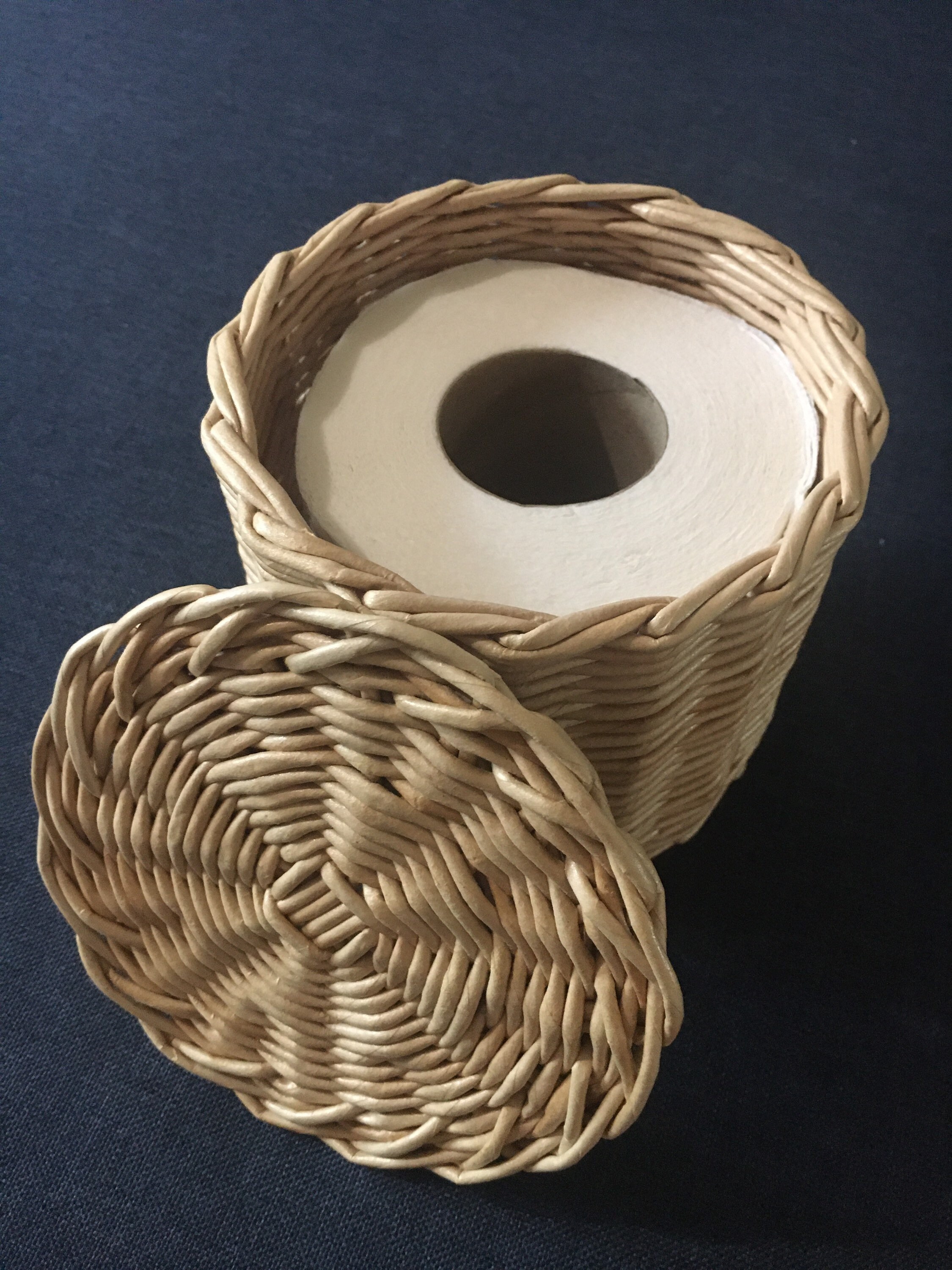 Wicker decorative toilet paper storage basket Lidded wicker Etsy