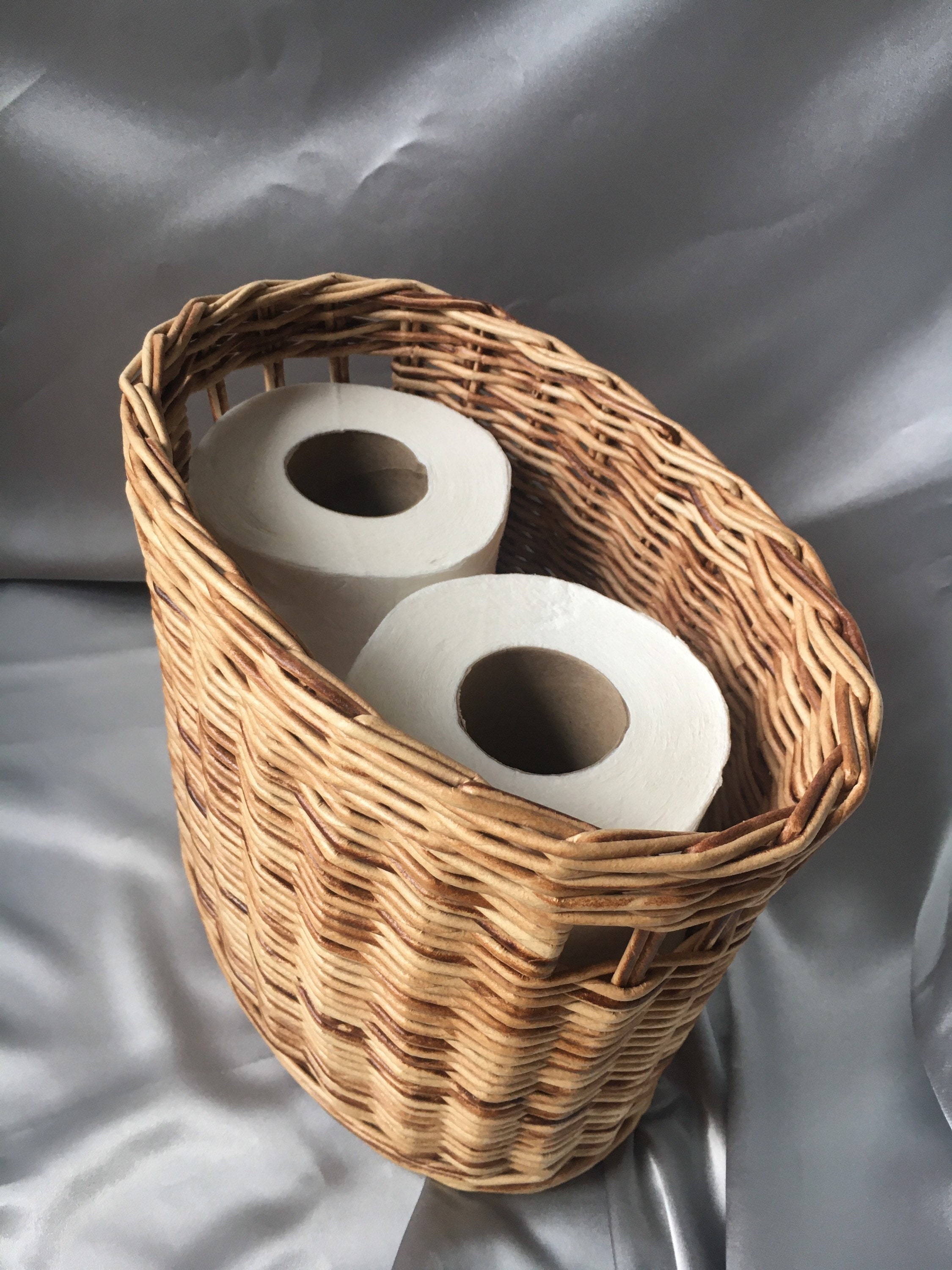 Wicker decorative toilet paper storage basket Lidded wicker Etsy