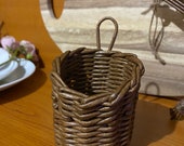 Wicker round mini storage basket Farmhouse straw plant pot holder Flower Boho Planter Easter Gift home decor for her