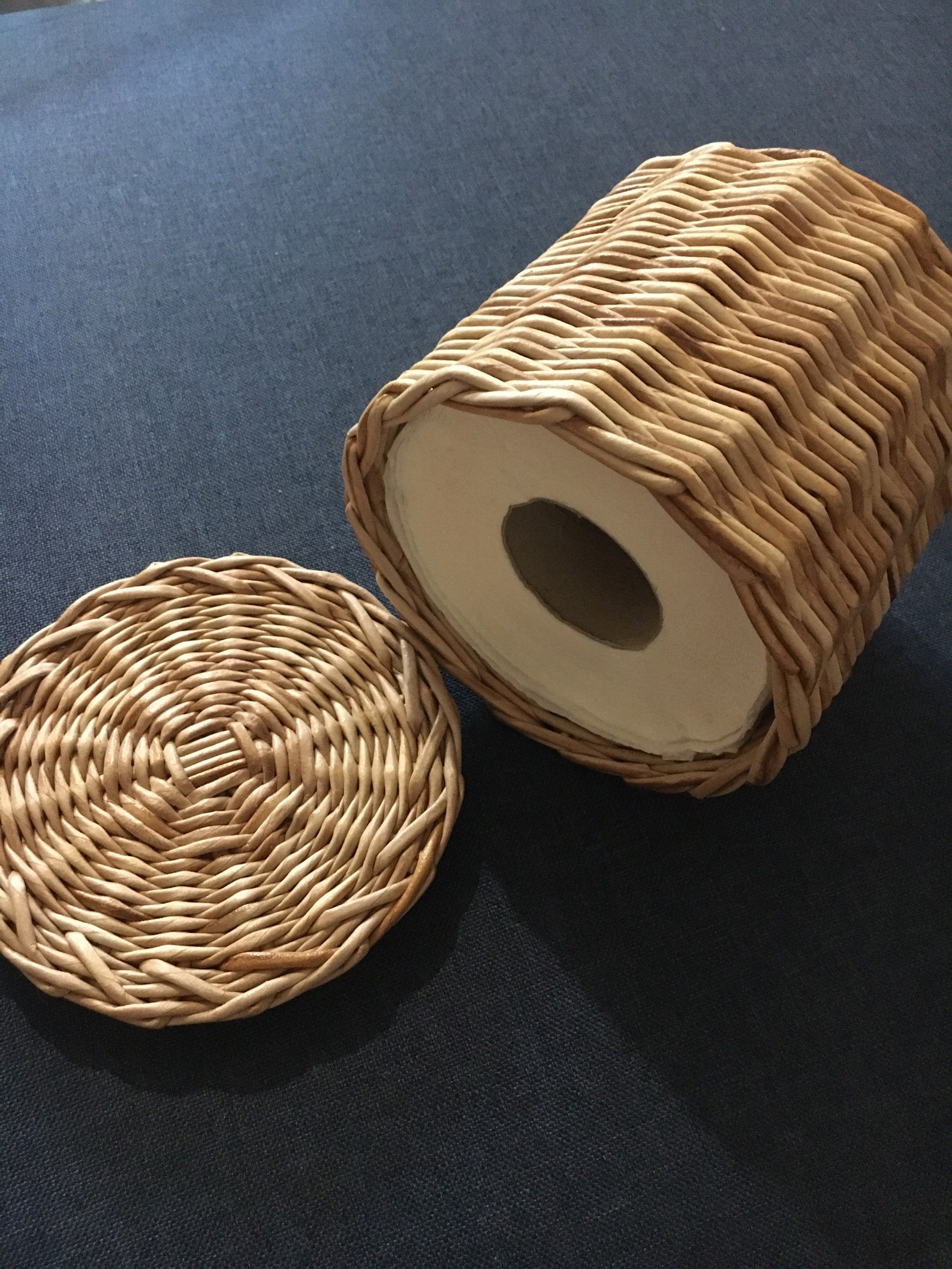 Wicker Toilet Paper Storage Basket Lidded Round Basket Toilet Roll
