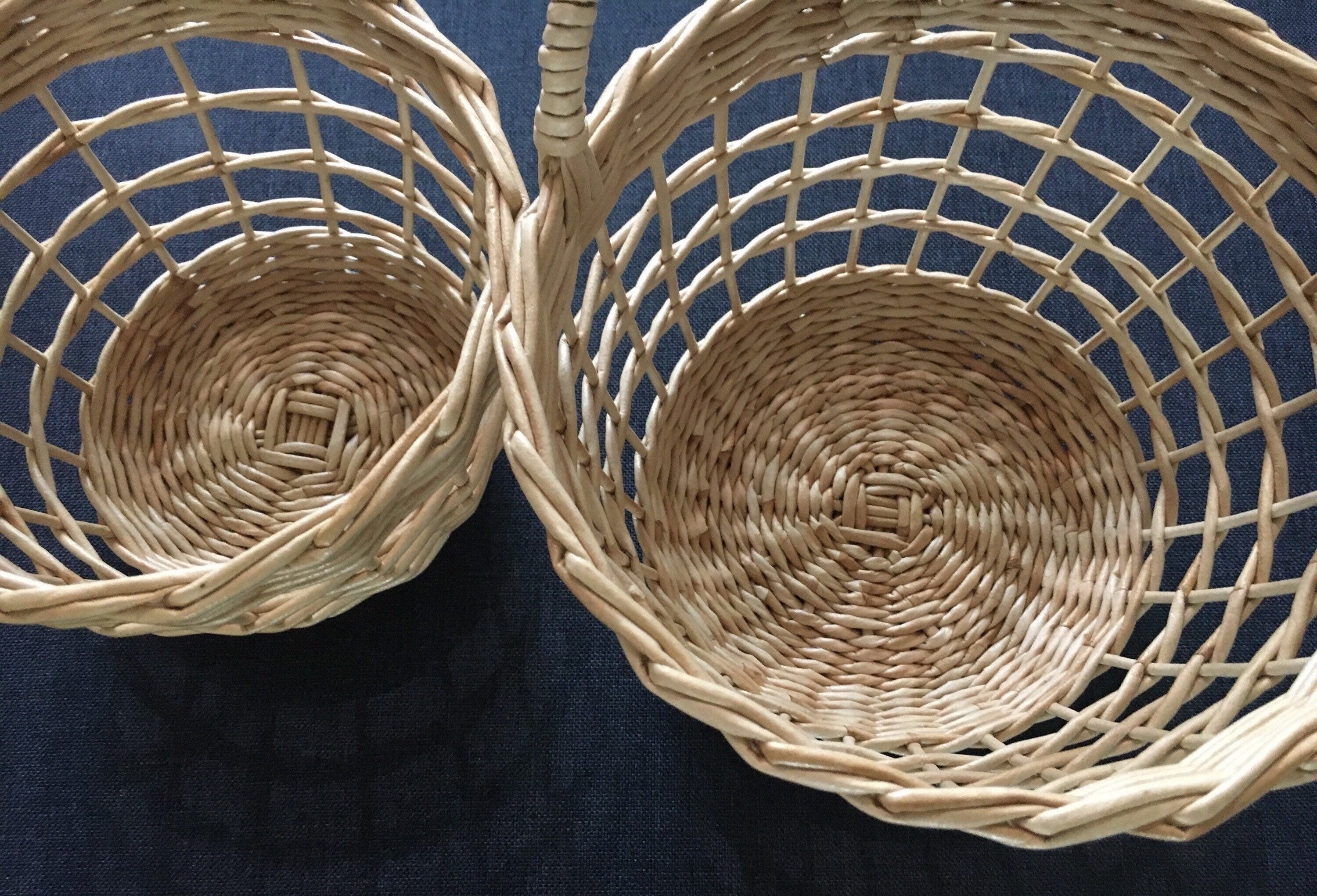 Wicker round onion garlic storage basket Set of 2 woven basket Etsy