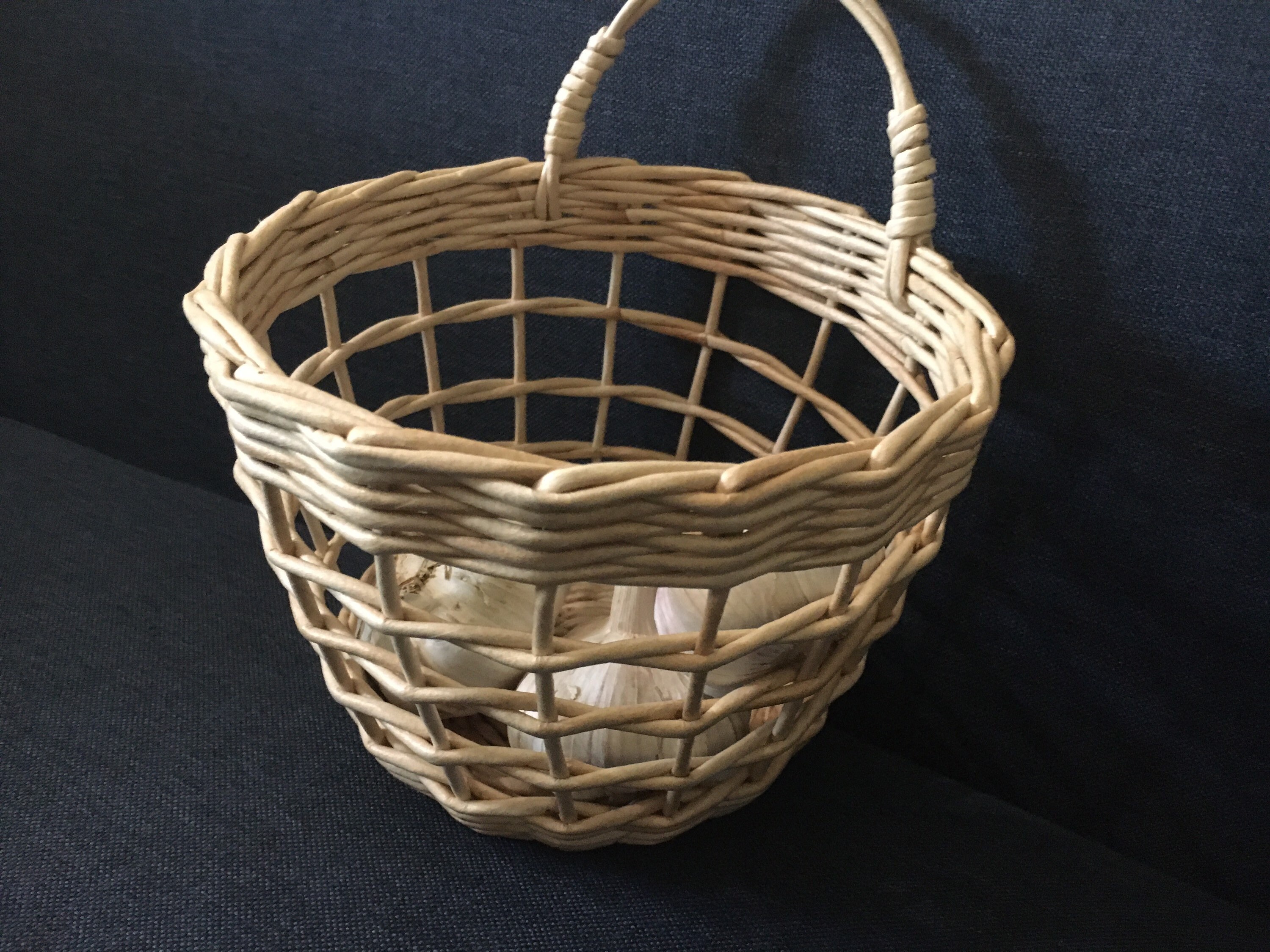Wicker round onion garlic storage basket Set of 2 woven basket Etsy