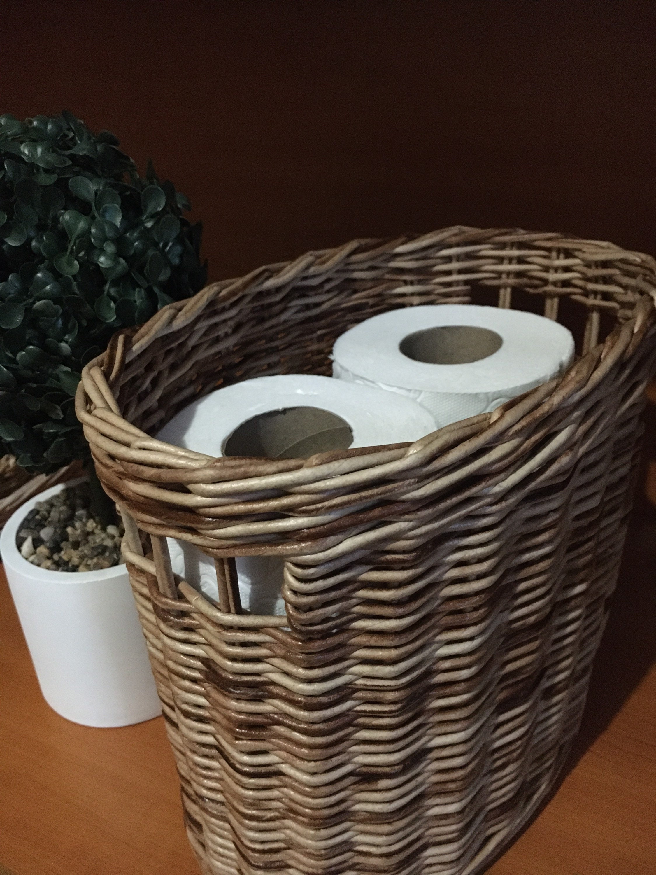 Toilet paper storage basket Lidded wicker round basket Toilet Etsy
