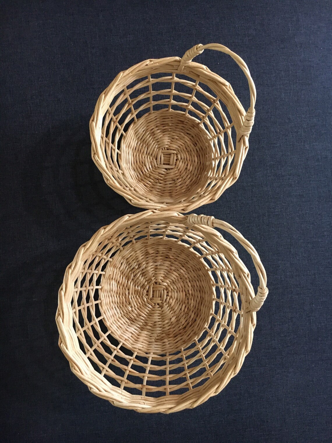 Wicker round onion garlic storage basket Set of 2 woven basket Etsy