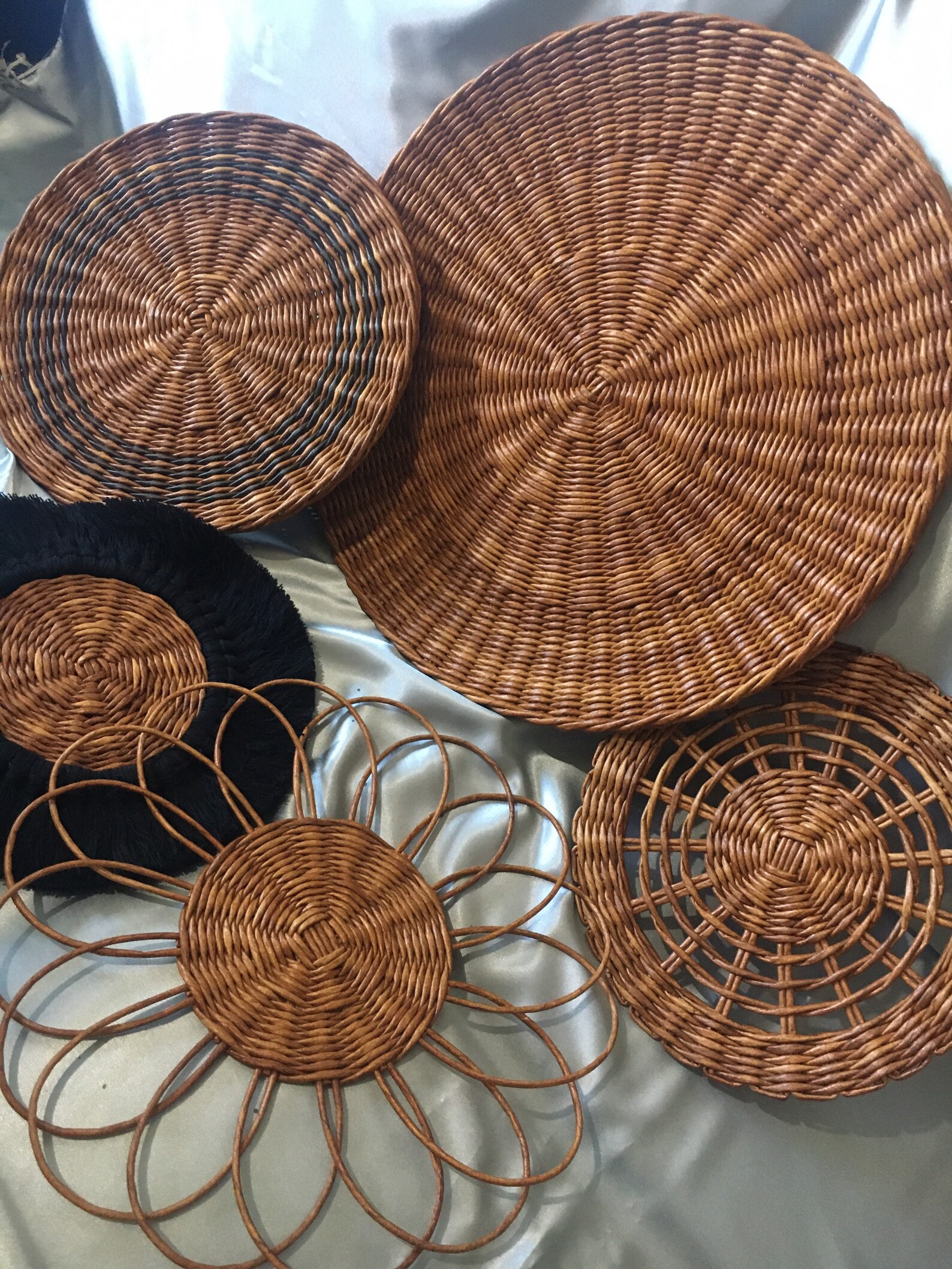 Set of 5 African large wicker wall basket Hanging wall plates Etsy