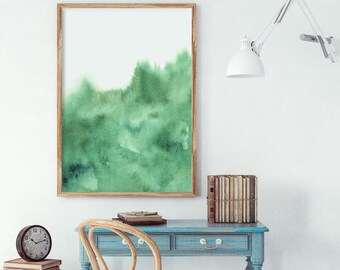 Green wall decor, Forest wall art, Abstract wall art, Green wall art, Watercolor wall art, Abstract print, Minimalist wall art,Printable art