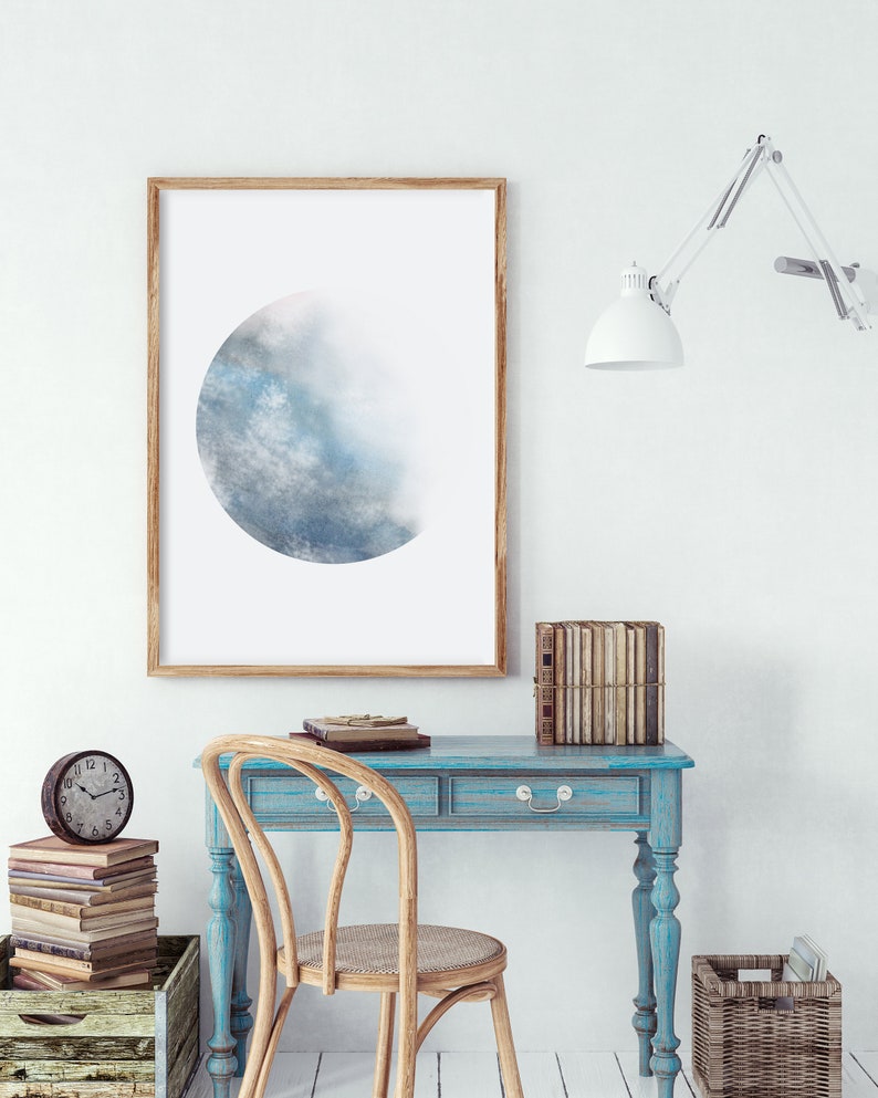 Abstract Wall Art, Moon Wall Art, Watercolor Wall Art, Abstract Moon