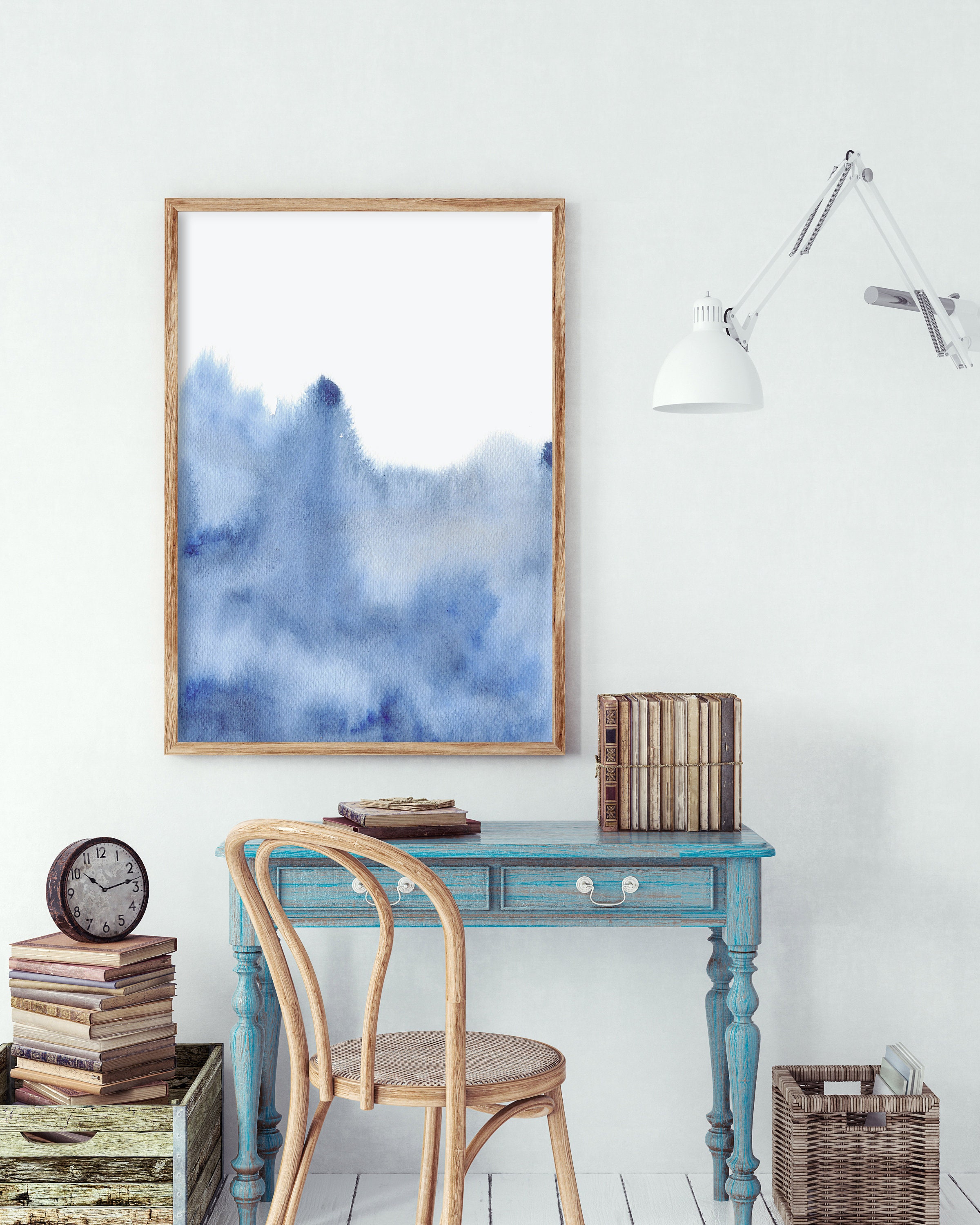 Blue Watercolor Wall Art, Abstract Wall Art, Blue Abstract Wall Art