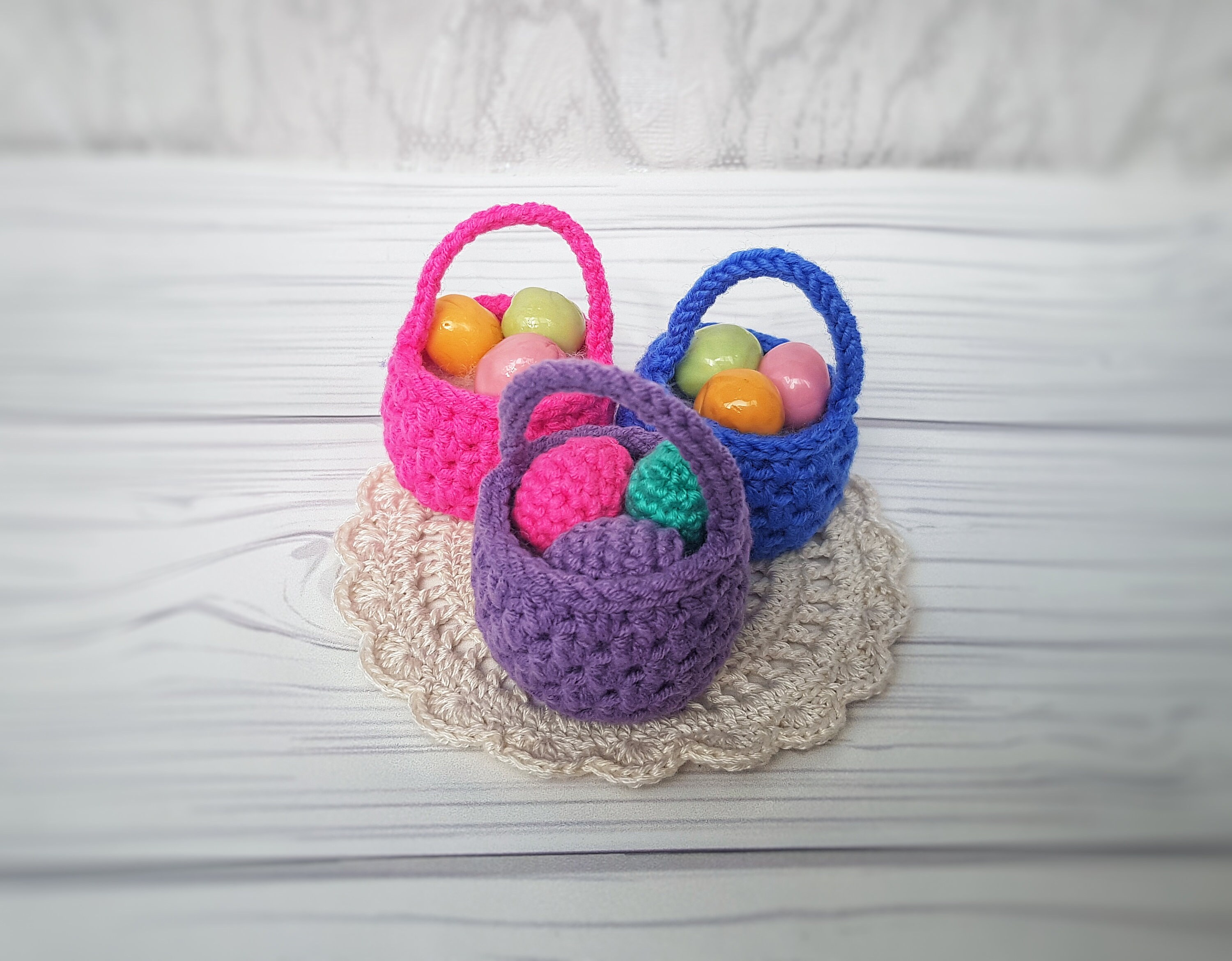 Free Crochet Pattern Easter basket with easter crochet eggs as Etsy