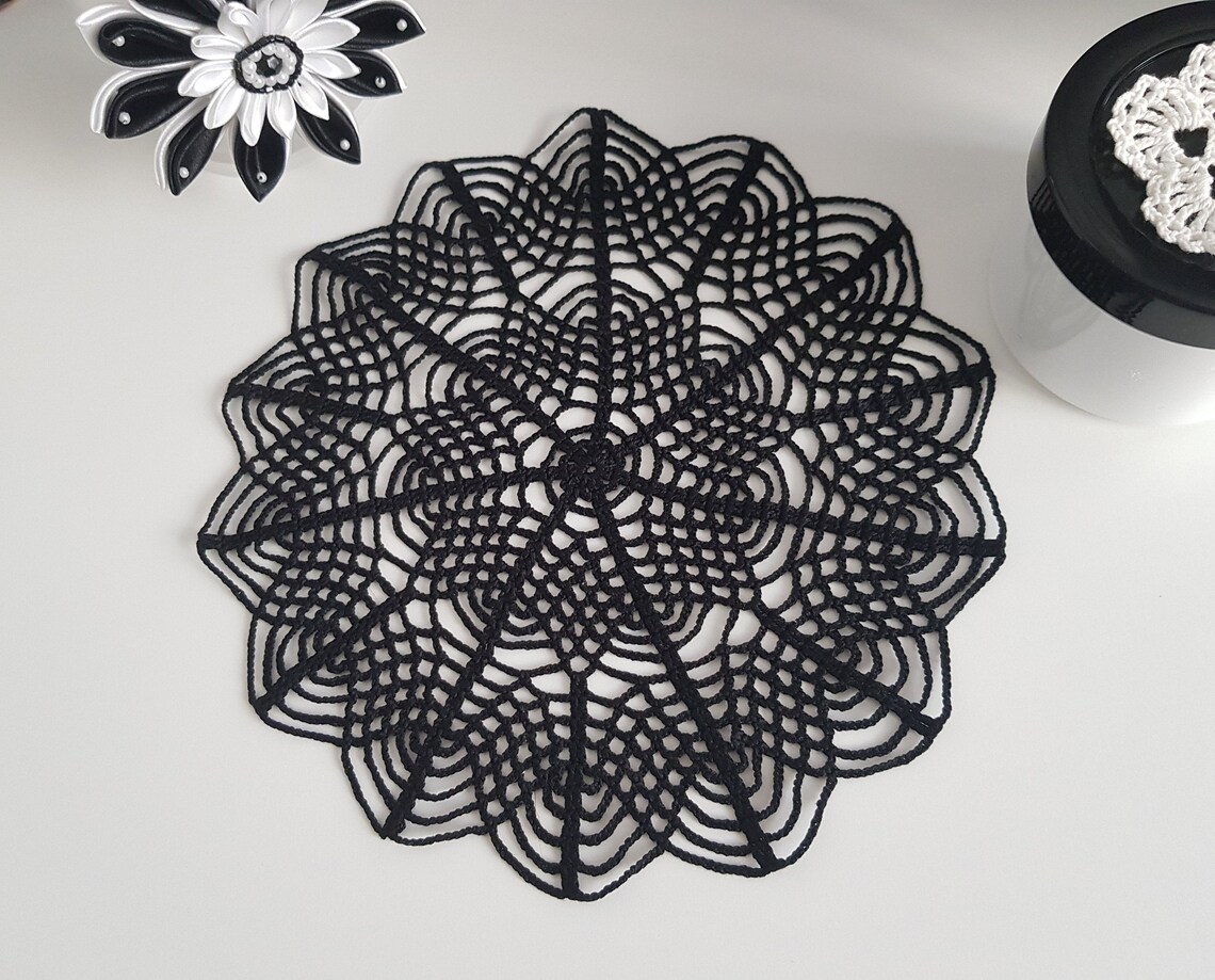 Black crochet doily black lace doily Gothic home decor Etsy