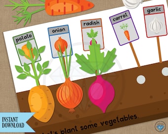 Planting Veggies Activity: Preschool Printable Busy Binder (PDF Download)