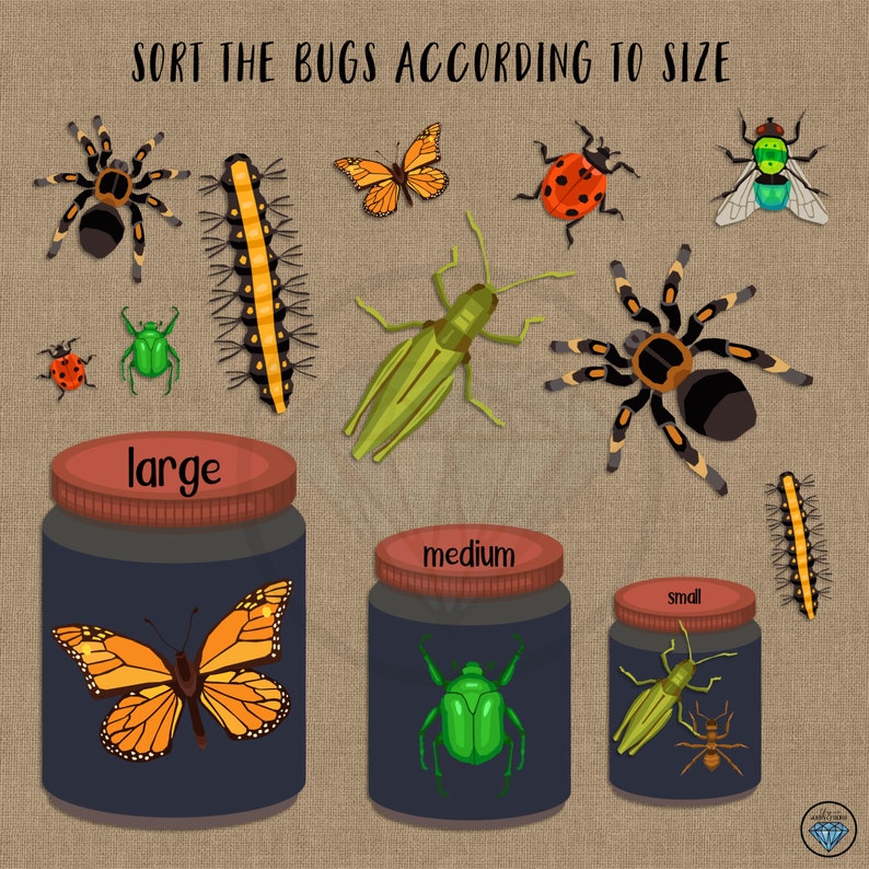 Sorting Bugs Size Activity Preschool Printables Busy | Etsy