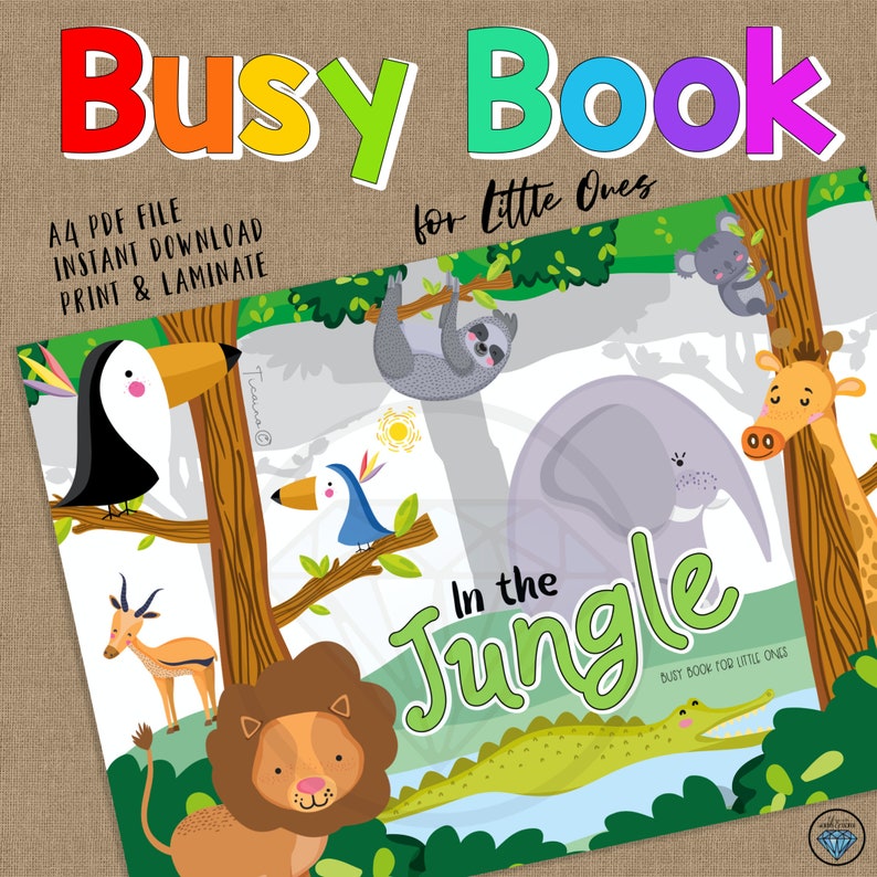 in the jungle busy books jungle animals preschool etsy