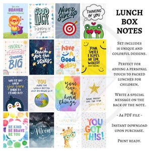 Appunti per il pranzo al sacco per bambini, affermazioni positive, citazioni motivazionali, biglietti di incoraggiamento, scuola, istruzione parentale, stampabili, PDF, scaricabili