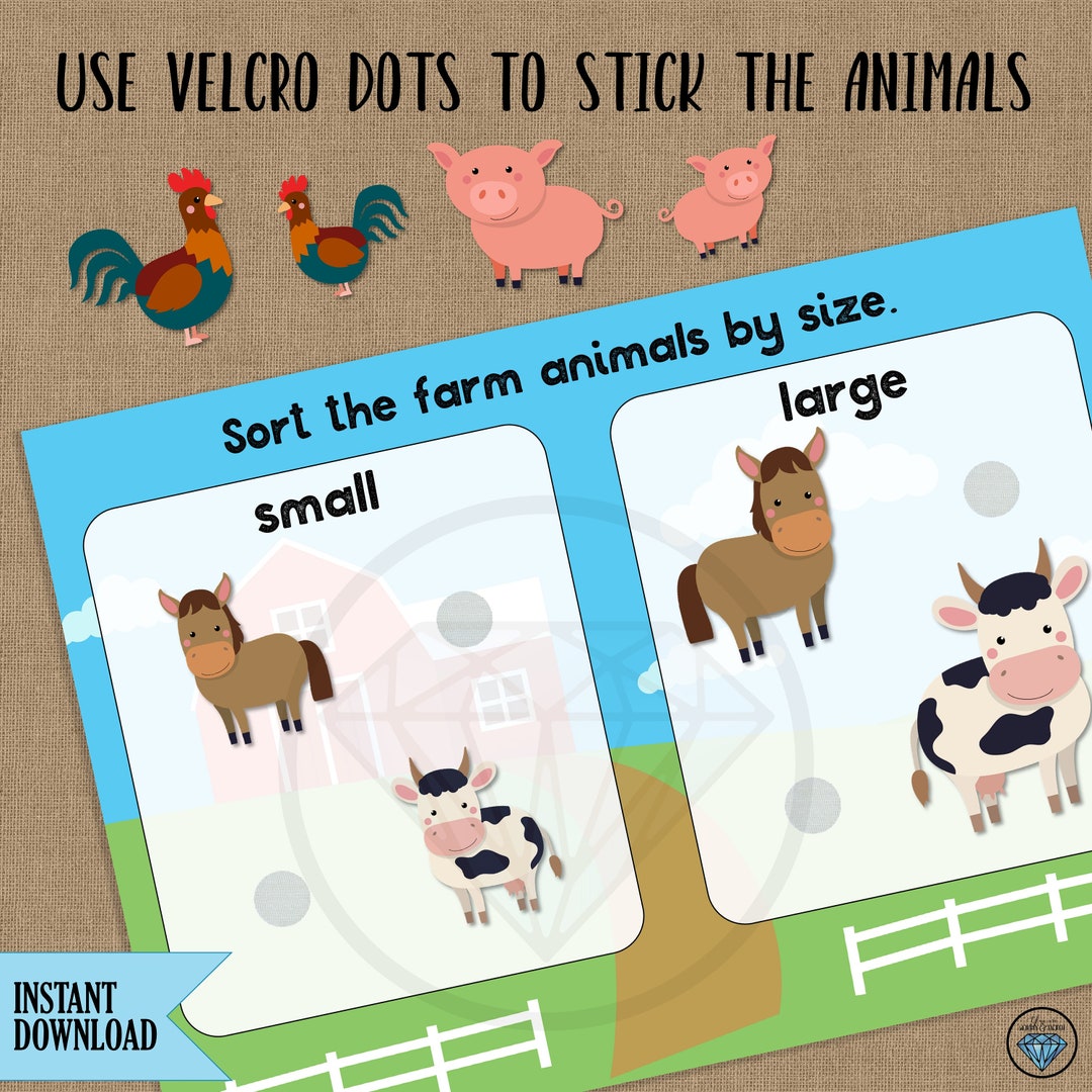 Farm Activity, Sort by Size, Preschool Printables, Busy Binder ...