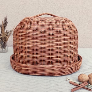 Food cloche/ Picnic Food Cover, Food Dome Cover, Kitchen storage basket, Bread Bin/ Bread Basket, Bread Container, Wicker Food Tray