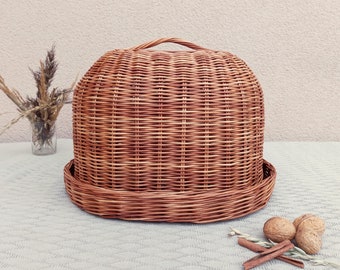 Food cloche/ Picnic Food Cover, Food Dome Cover, Kitchen storage basket, Bread Bin/ Bread Basket, Bread Container, Wicker Food Tray