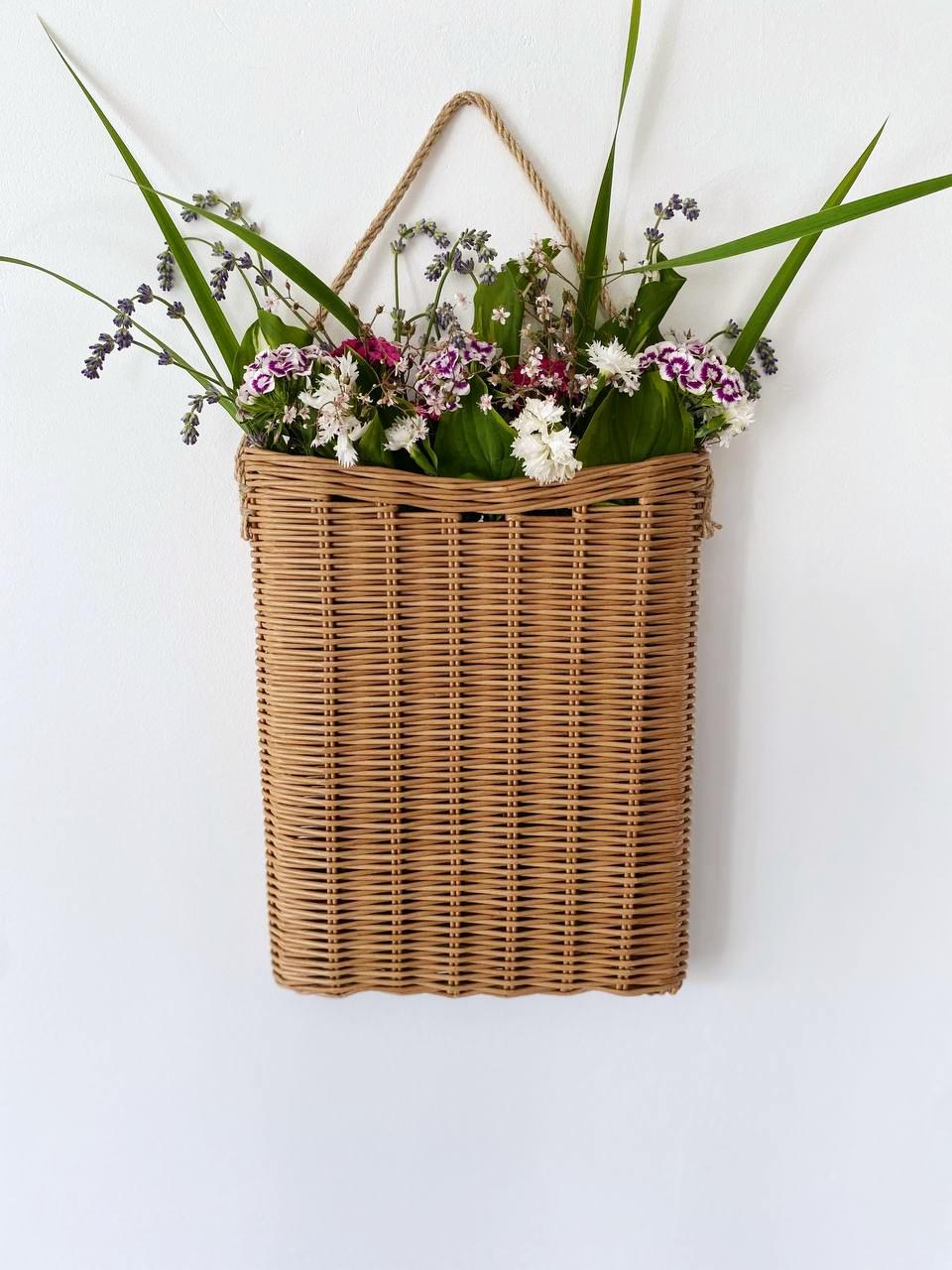 Hängekorb Weide Geflochten Weiden-Hängekorb – Geflochtener Wandkorb Mit Griff, Für Blumen & Kleine Pflanzen, Rustikale Deko Für Hausflur, Balkon Oder Garten, Braun