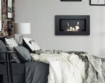 Hanging bioethanol fireplace GOLF FLAT with TÜV black simple elegnat biofireplace natural heating biofuel