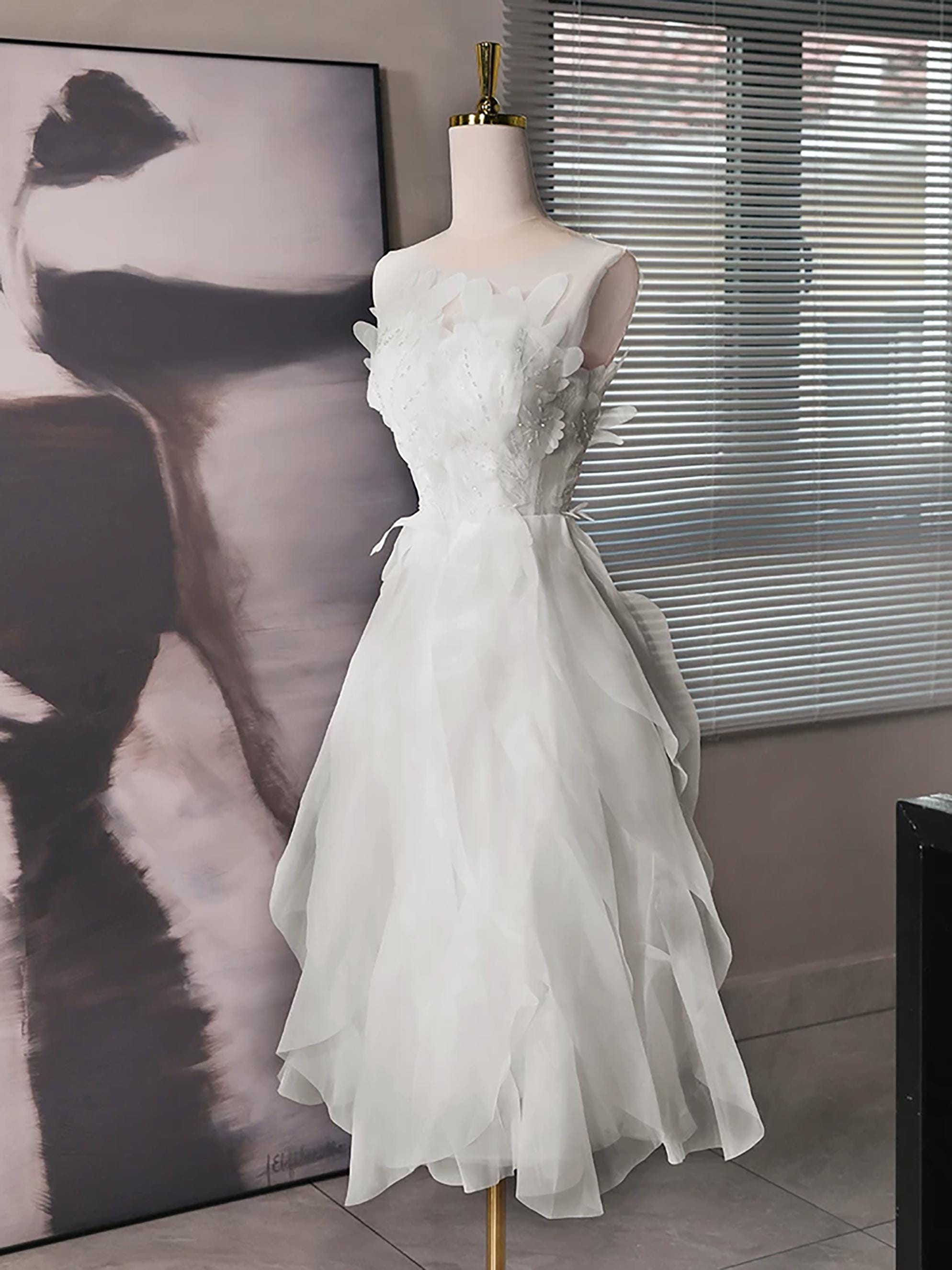 White Prom Dress, Elegant Dress, Cocktail Dress, Evening Dress, Short Prom Dress, Princess Dress, Birthday Dress, Prom Dress, Party Dress