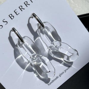 Atemberaubende Doppel Glas zeitgenössischen Ohrringe | Sterling Silber | Leichte Ohrringe