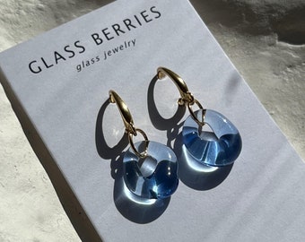 Sky Blue glass earrings, French lock,  Lightweight, handcrafted earrings,