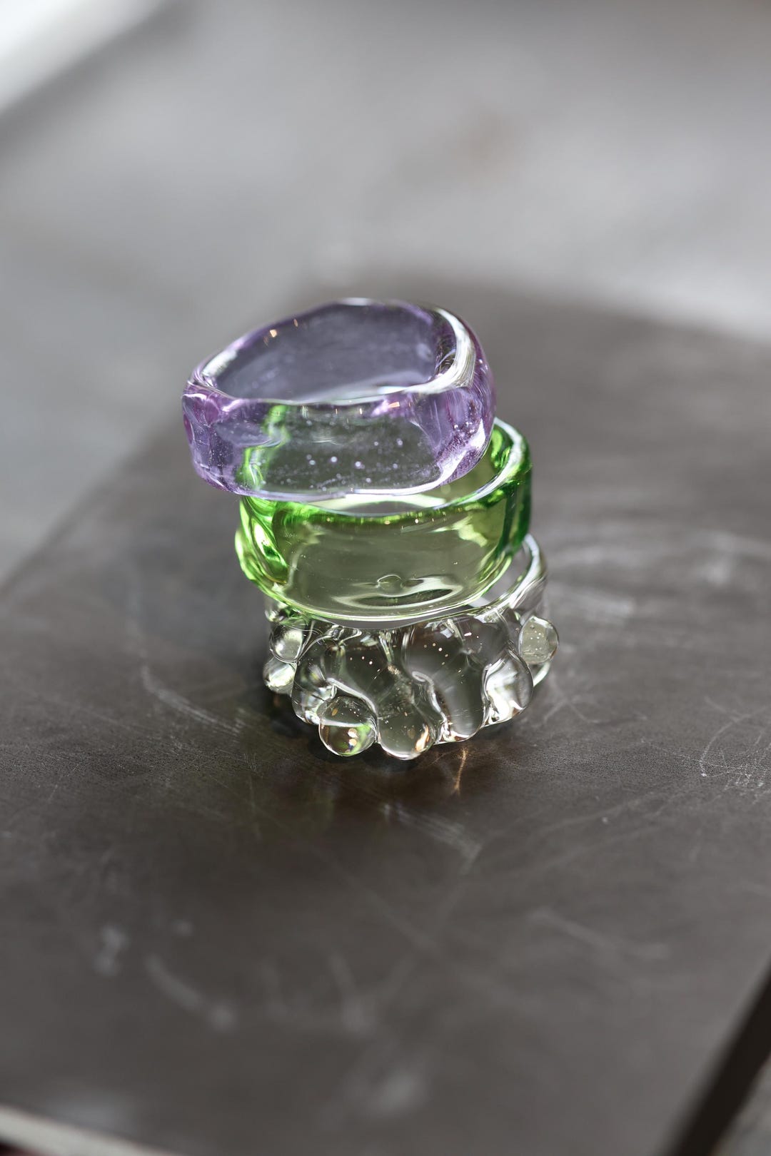Contemporary Lampwork Glass Ring, Semi-transparent Artistic Jewelry ...