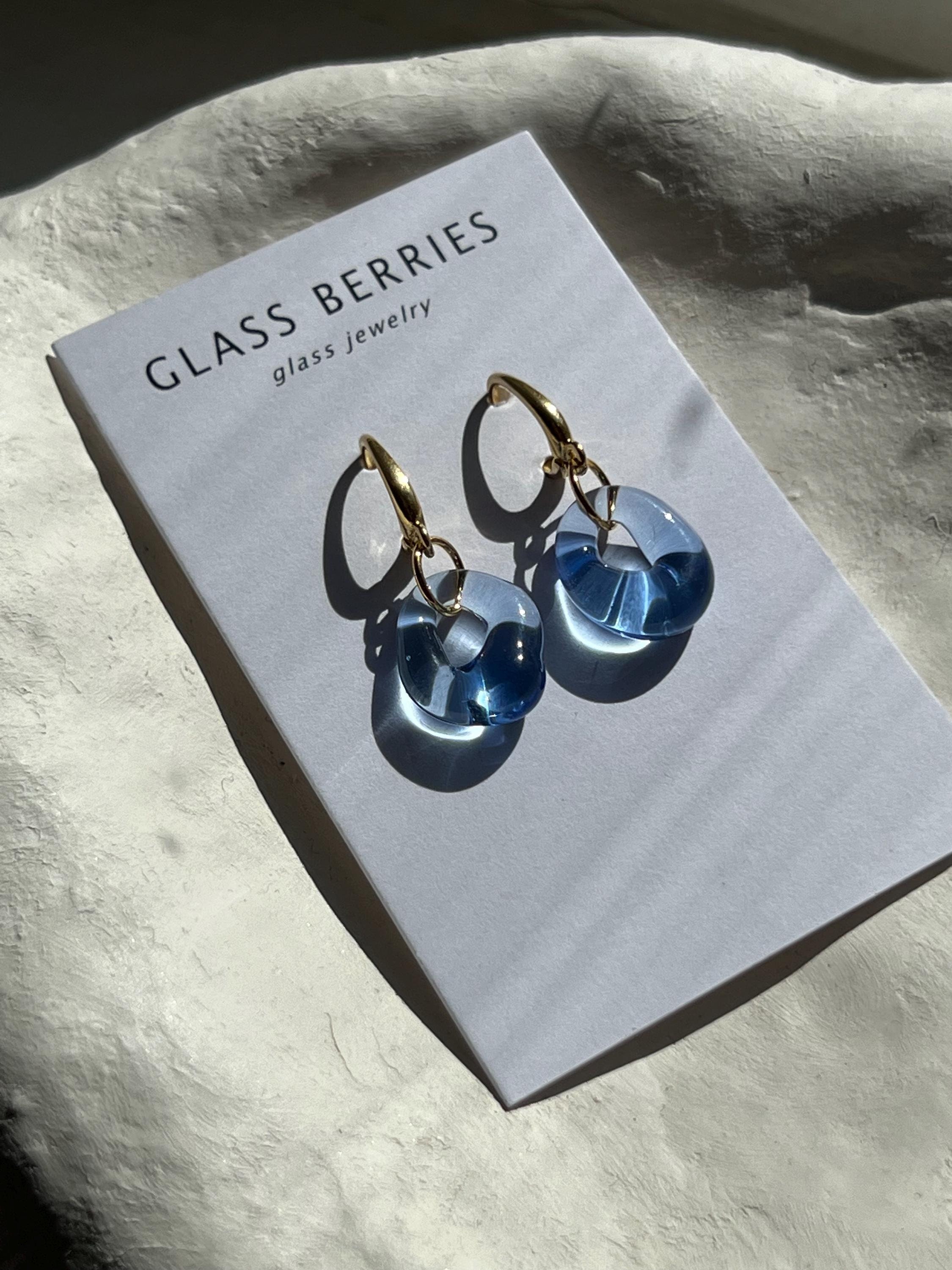 Sky Blue Glass Earrings, French Lock, Lightweight, Handcrafted