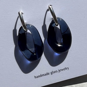Współczesne, duże, przezroczyste kolczyki z ciemnego szkła, lekkie, ręcznie robione, wyjątkowe, prezent na Dzień Matki