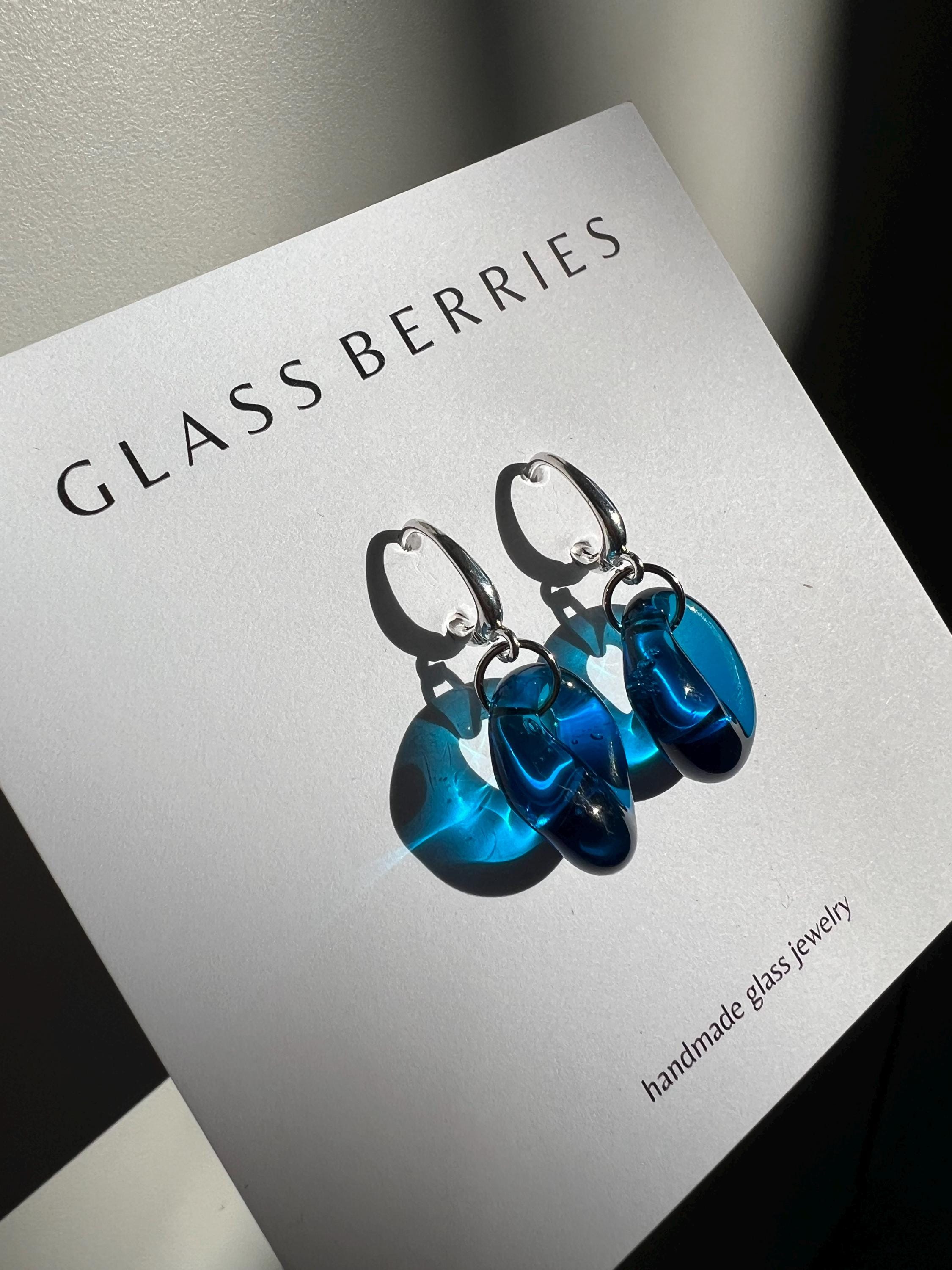 Sky Blue Glass Earrings, French Lock, Lightweight, Handcrafted
