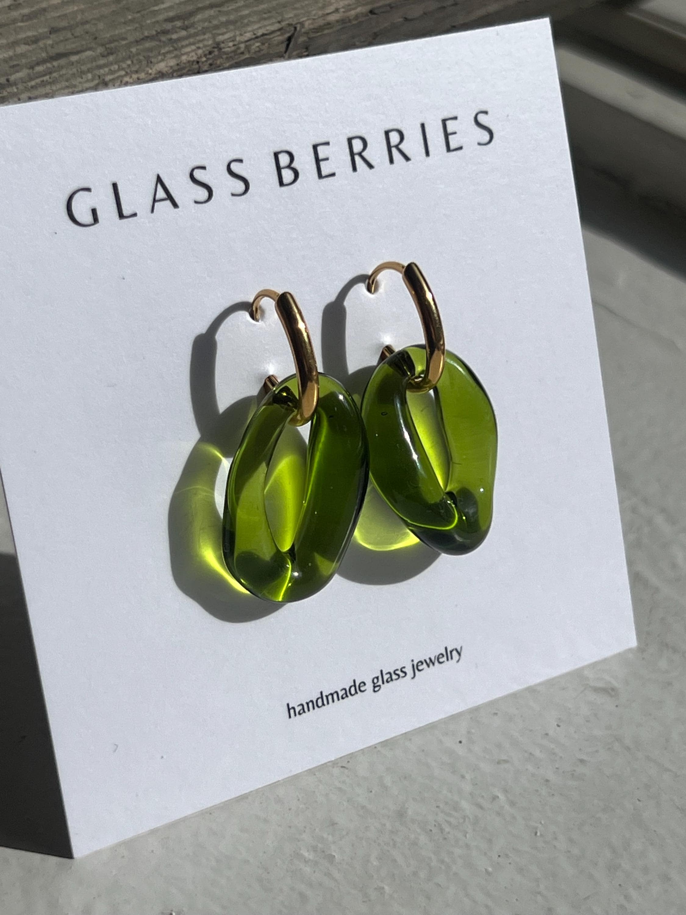Contemporary large olive green glass earrings, Lightweight, handcrafted, unique, mothers day gift