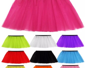 Women’s ladies Girls Hen Adult Neon Fancy Tutu Skirt, Size 6-14 to 16-24, UK Seller