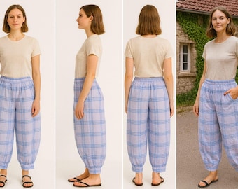 Handmade Cotton Cocoon Pants: Boho Style, Pockets, One Size