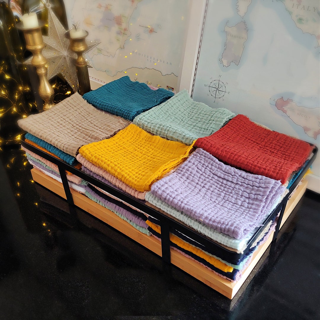 8x8 Multicolor BULK PACK Muslin Napkins Luxury Reusable Cotton Gauze