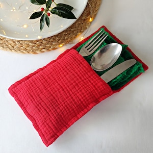 Muslin CUTLERY HOLDERS, set of 4
