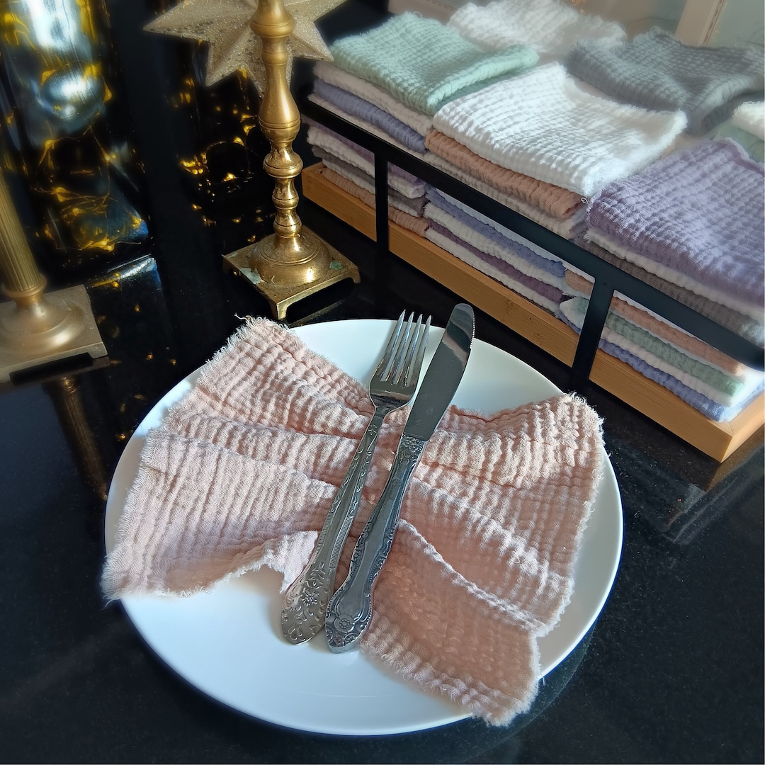 8x8 Pastelswhite BULK PACK Muslin Napkins Luxury Reusable Cotton Gauze