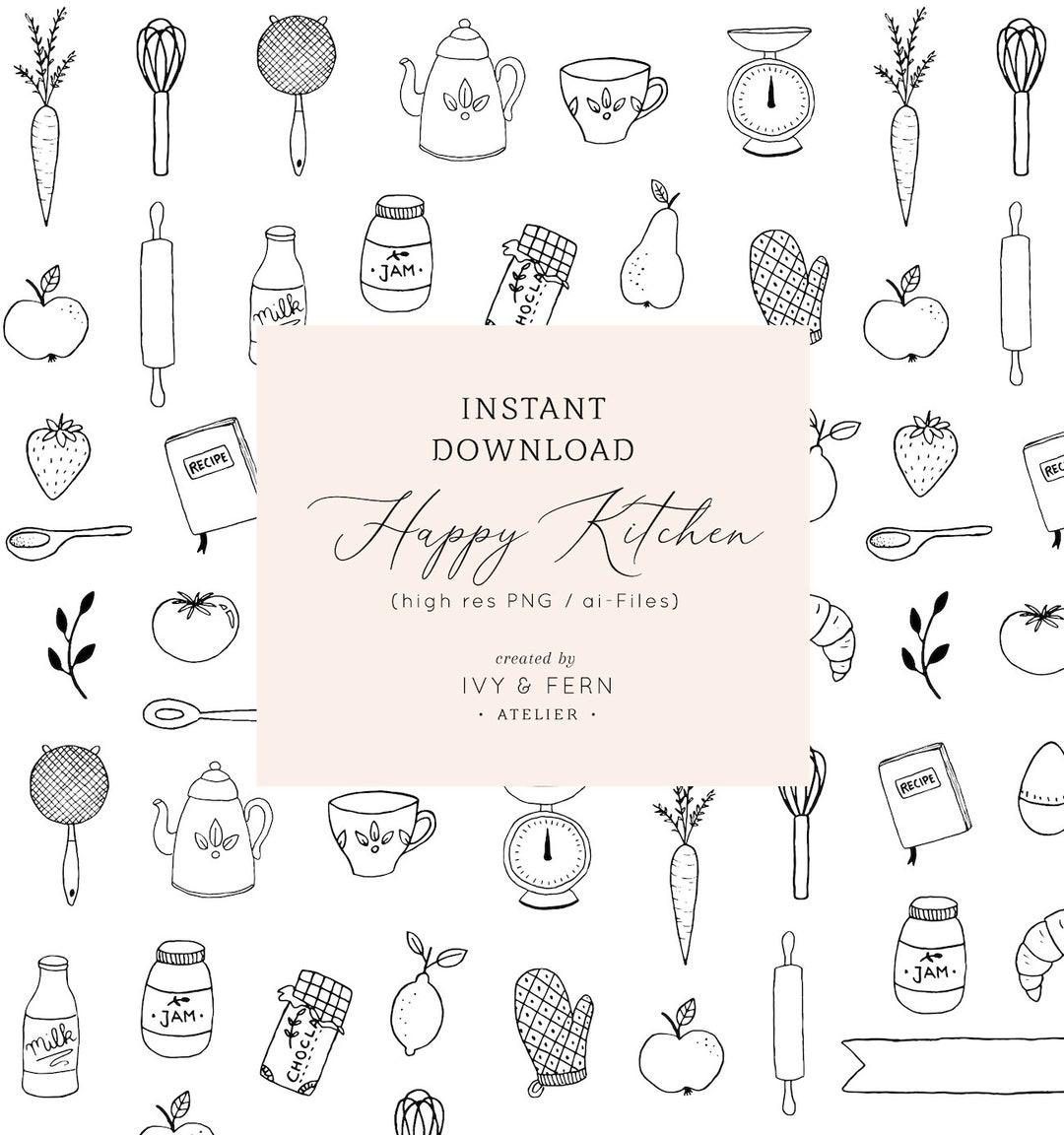 Kitchen Clip Art / Clipart for Logo Design / Tea Kitchen Tools