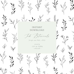 Black twigs / Clipart Botanical for Logo Design / Leaves Wreath Illustration / Botanical Wreath Illustration / Instand Download Ink Sprigs