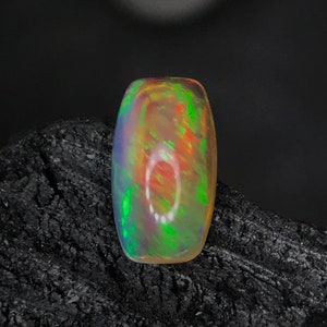 Green & Orange Fire Long Cushion Ethiopian Opal, 10x6 MM 1.40 Carats Ethiopian Opal, Multi Fire Opal Cabochon,,