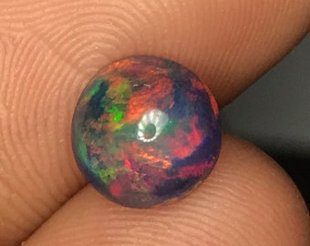 8 MM Rainbow Fire Black Opal, Black Opal Round, Black Opal, Black Opal Cabochons, Opal Cabochons, Opal Round, 8 MM Black Opal,Ring Size Opal