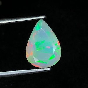 Ethiopian Red Smoked Opal Pear, 11x8 MM Pear 1.80 Carat Loose Green Fire & Blue Gemstone, Faceted Opal Ring, For Jewelry Making