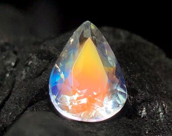 Natural Madagascar moonstone, Rainbow Moonstone, Orange & Yellow Fire Moonstone, Pear Shape Moonstone, Loose And Faceted Moonstone, Gemstone