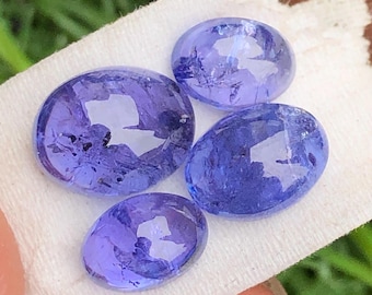 Natürliche Tansanit Oval Cabochons, blaue Edelsteine, 6.50 Karat, 4 Stück Lot