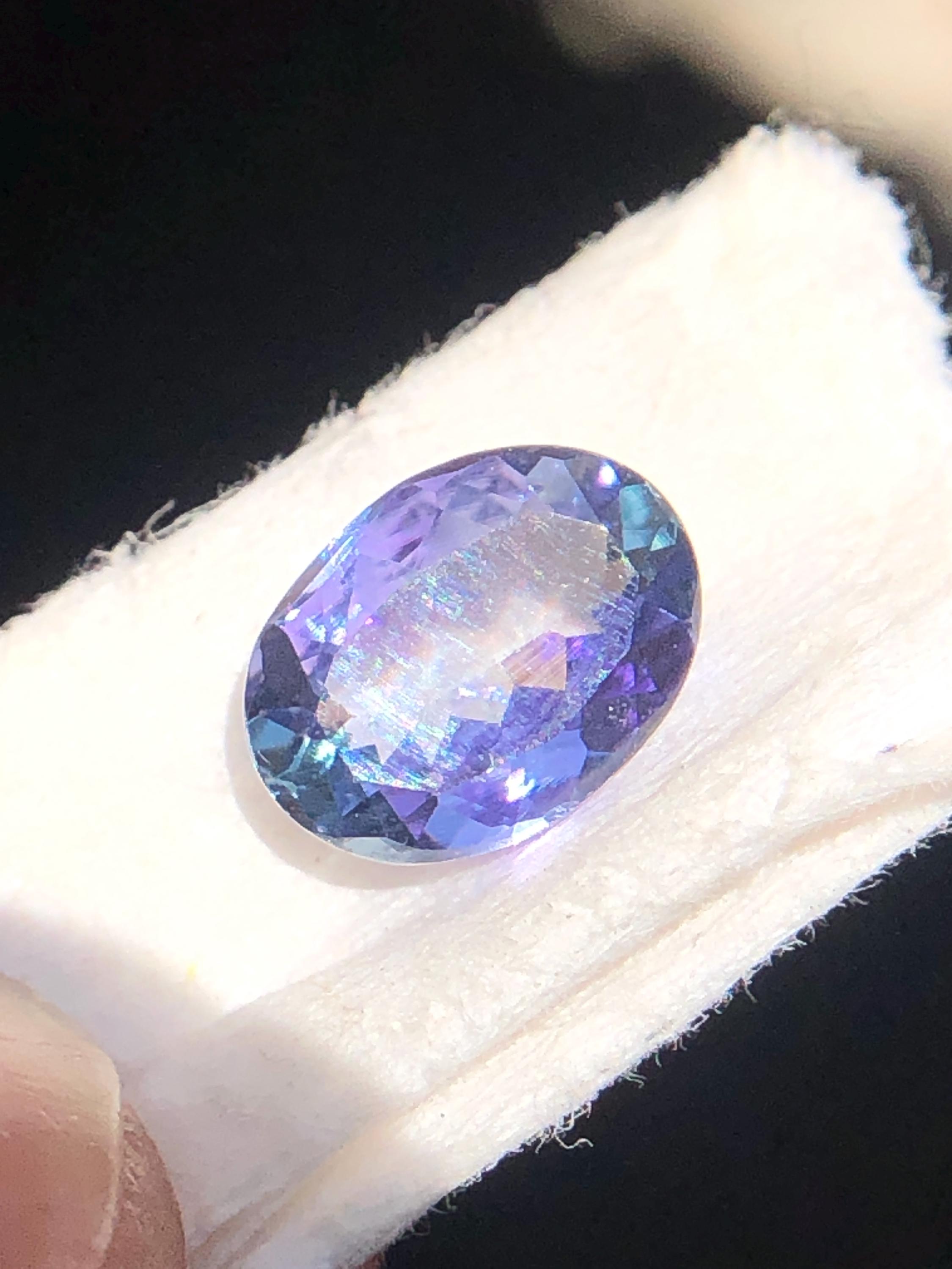 ゾイサイトパープルグリーンタンザナイトオーバル、8 x 6 mmルース