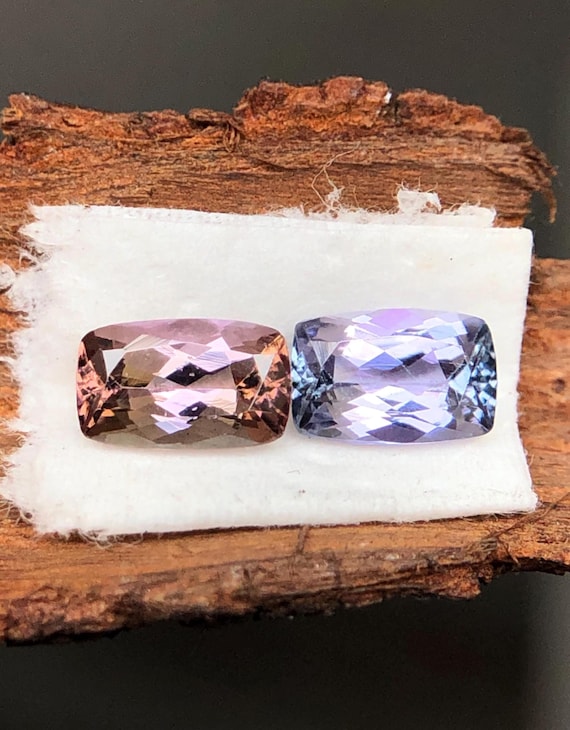 Faceted Tanzanite Cushion: Carats, Blue Purple Brown Zoisite