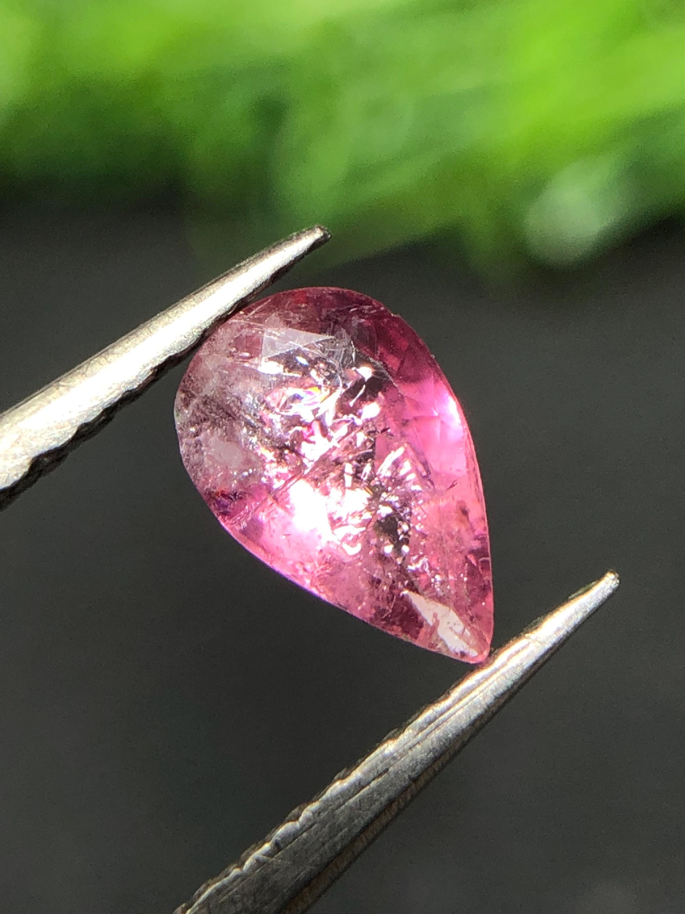Natural Rainbow Sunstone Sheen Pink Tourmaline 7.20x4.60mm Faceted
