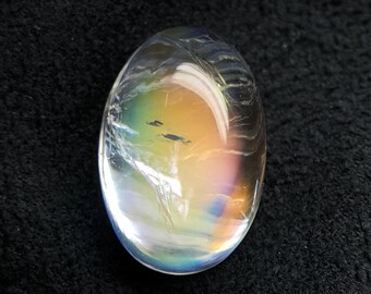 Cabujón de piedra lunar de fuego azul, naranja y amarillo, piedra lunar natural de Madagascar, cabujón de piedra lunar de 12 x 8 mm, piedra lunar de Madagascar de 5,4 quilates para anillo.