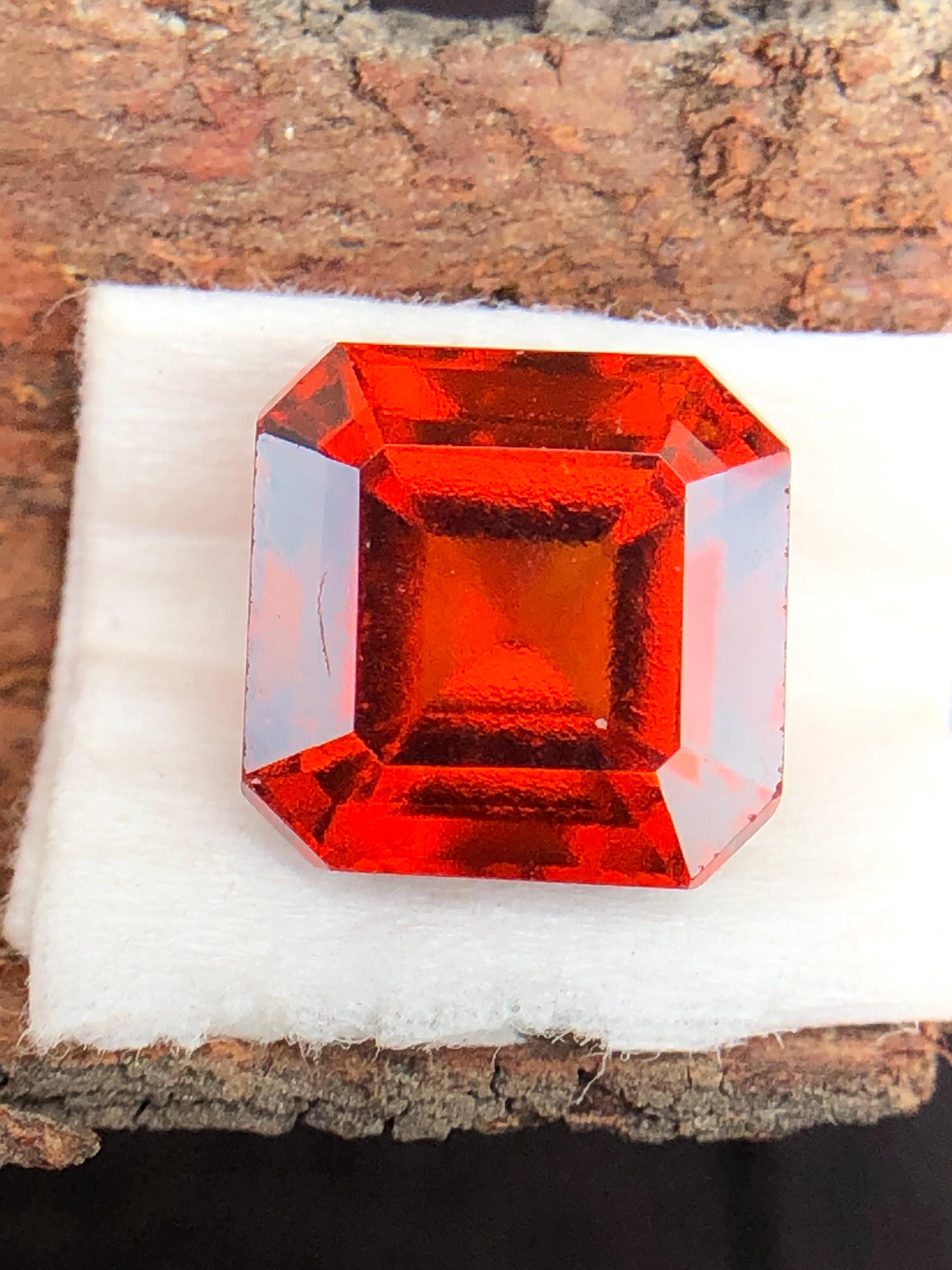 Orange Garnet Gemstone, Octagon Faceted, 8x6 MM - Etsy Israel