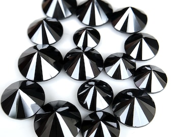 Zwarte moissaniet edelsteen, rond gefacetteerd (5 mm-10 mm)